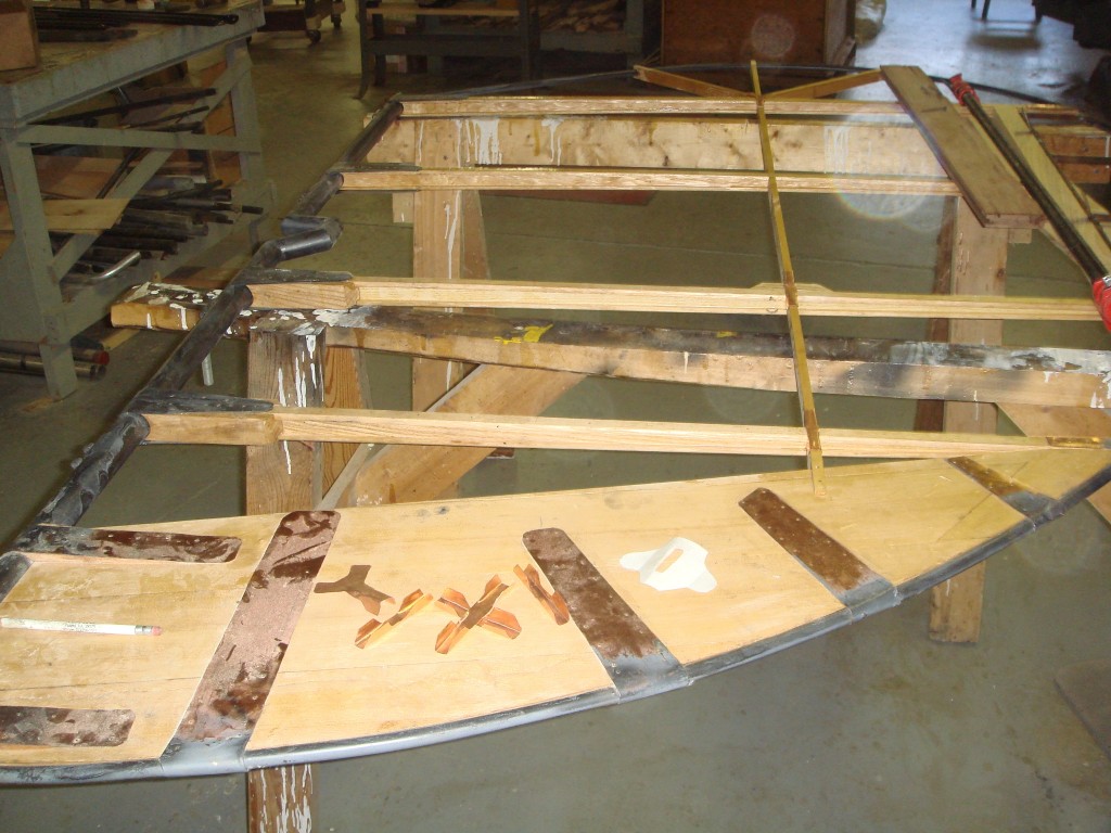 The Albany Flyer's construction is underway at in the Curtiss Museum's restoration shop.