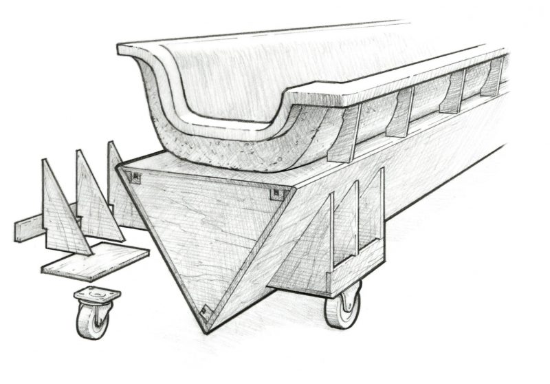 3 8" plywood supports isolate the mold from the strongback