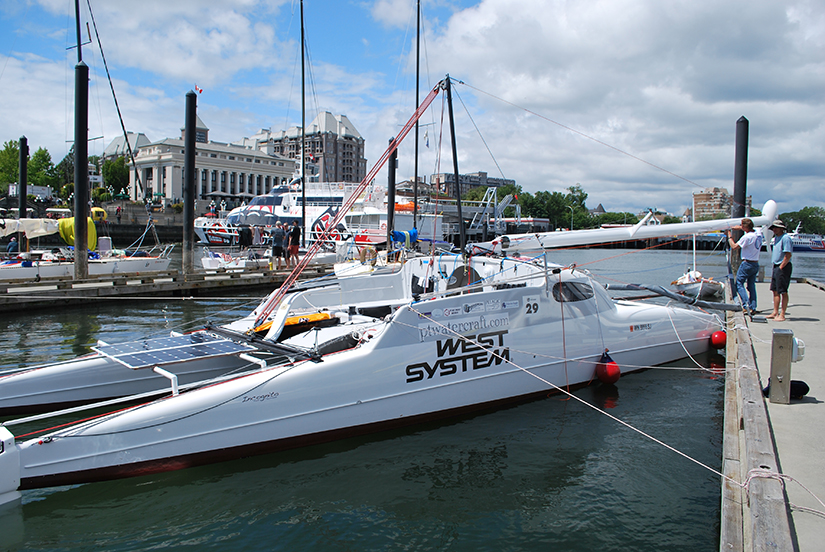 G-32 catamaran at dock