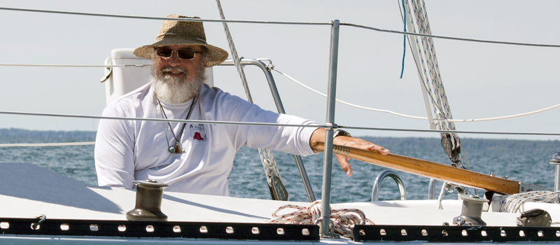 Bruce Niederer doing what he loves best, sailing.